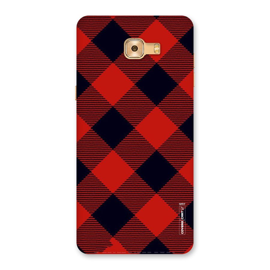 Red Diagonal Check Back Case for Galaxy C9 Pro
