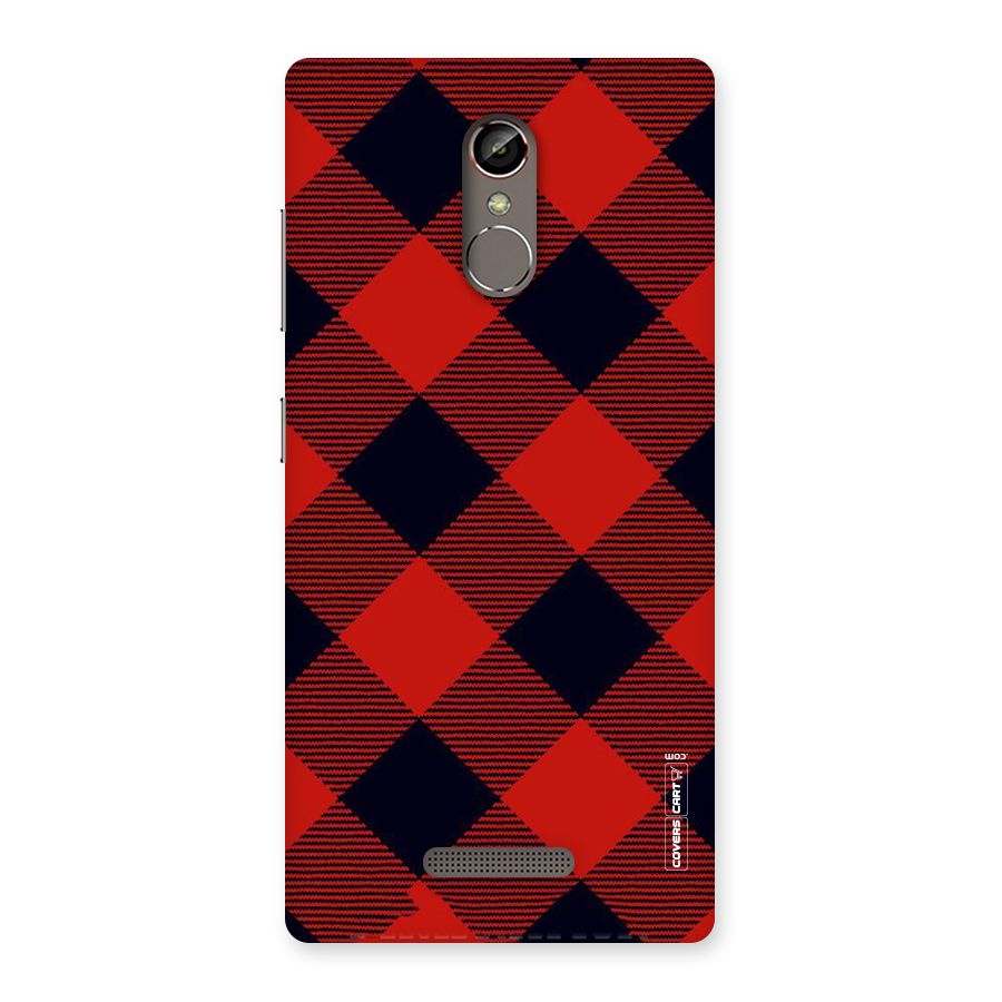 Red Diagonal Check Back Case for Gionee S6s