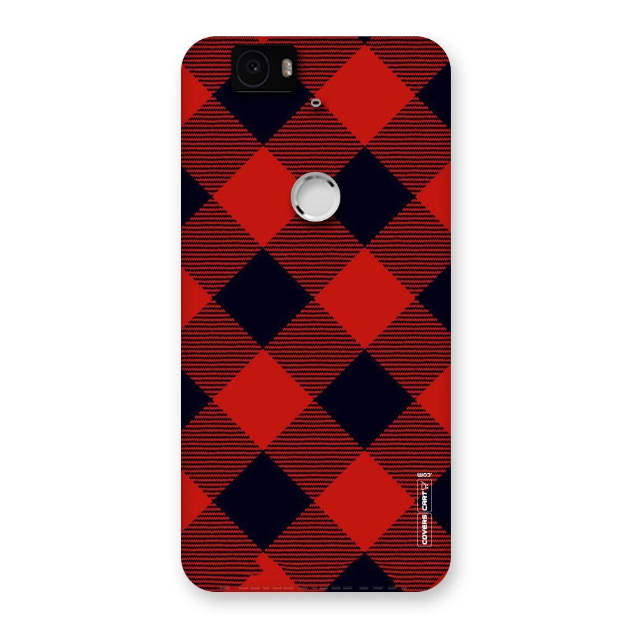 Red Diagonal Check Back Case for Google Nexus-6P