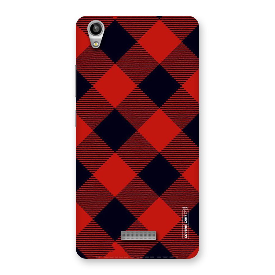 Red Diagonal Check Back Case for Lava-Pixel-V1