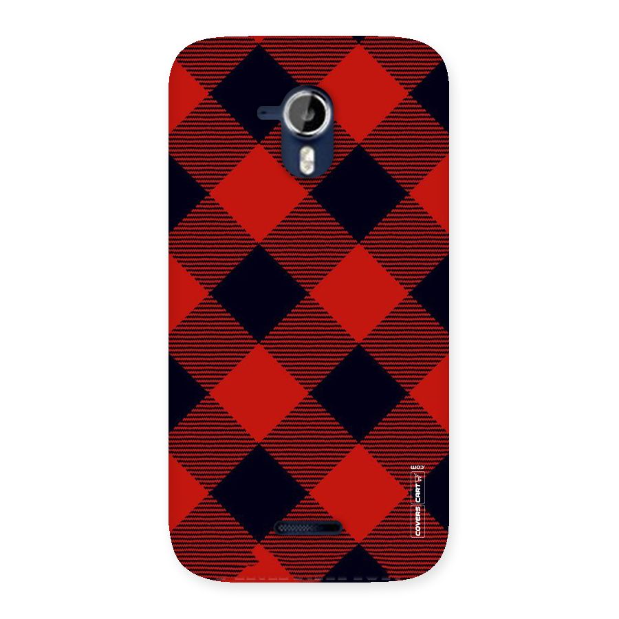 Red Diagonal Check Back Case for Micromax Canvas Magnus A117