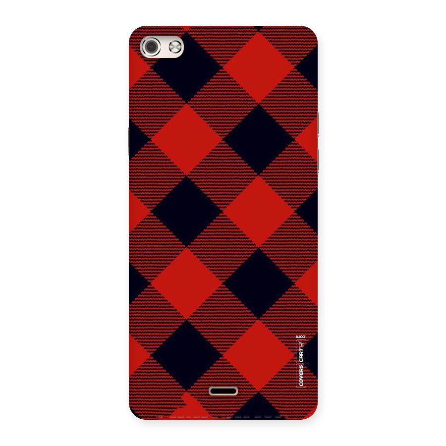 Red Diagonal Check Back Case for Micromax Canvas Silver 5
