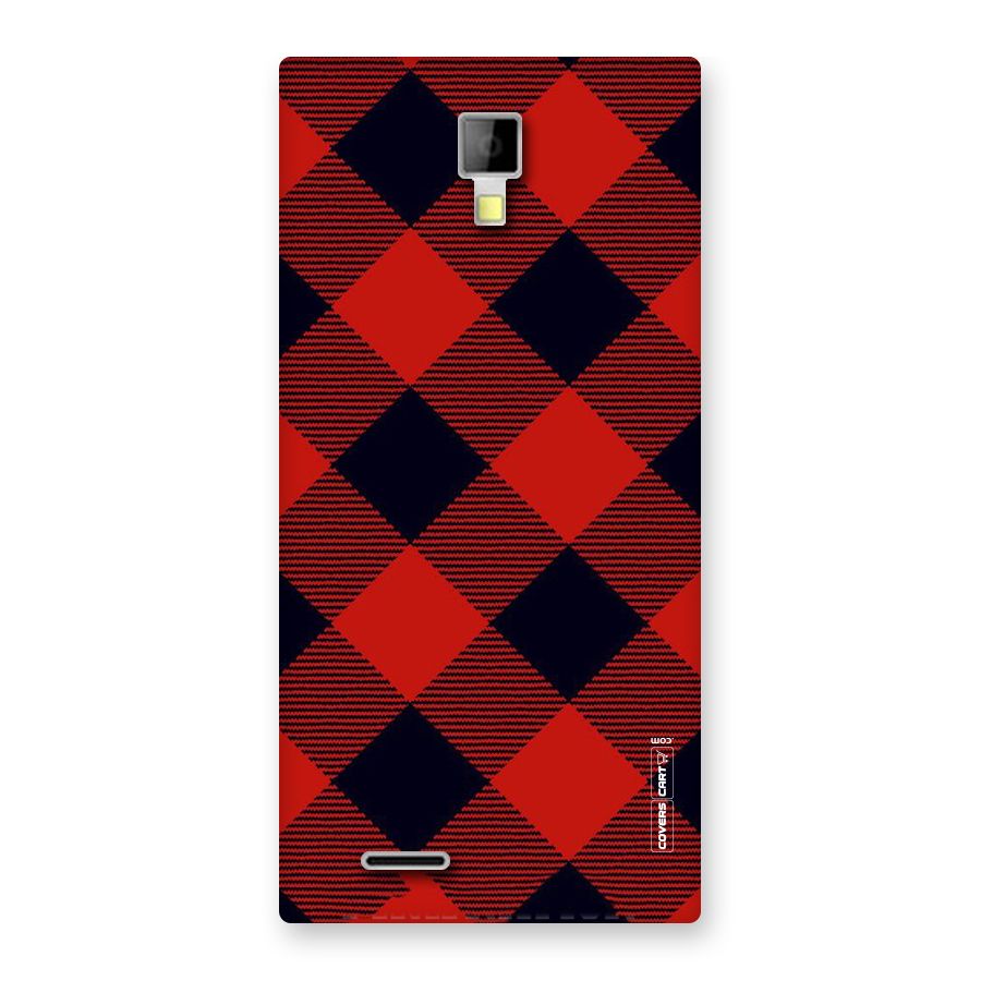 Red Diagonal Check Back Case for Micromax Canvas Xpress A99