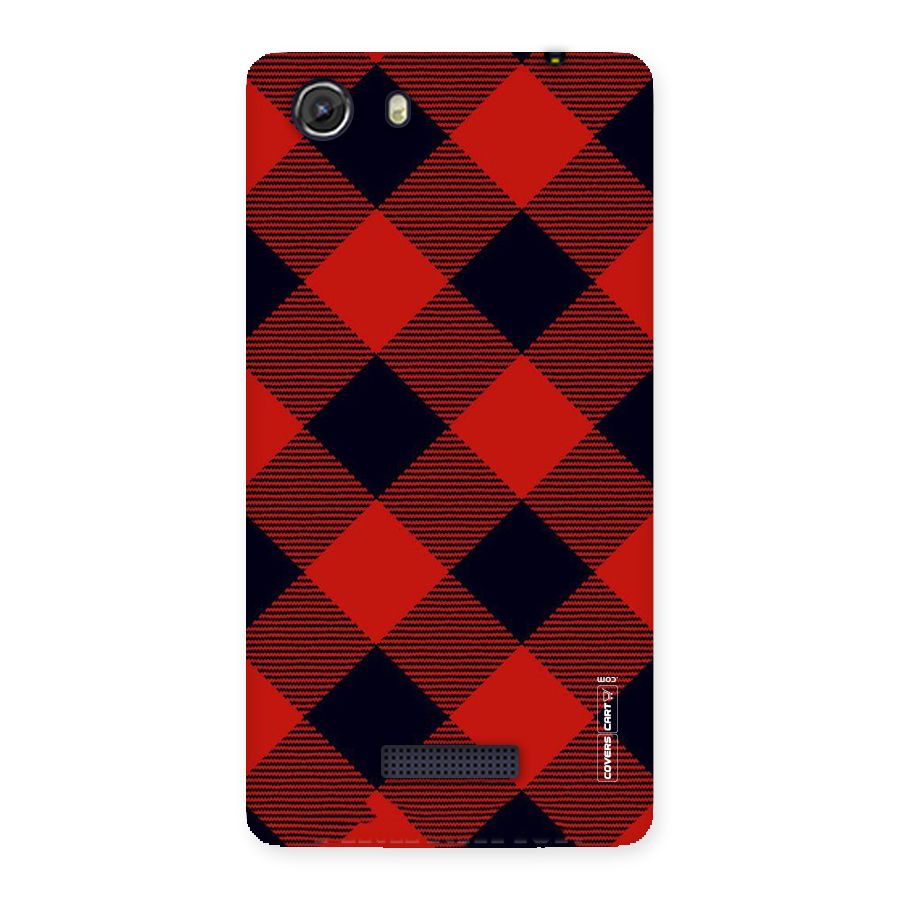 Red Diagonal Check Back Case for Micromax Unite 3