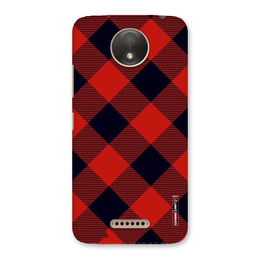 Red Diagonal Check Back Case for Moto C Plus