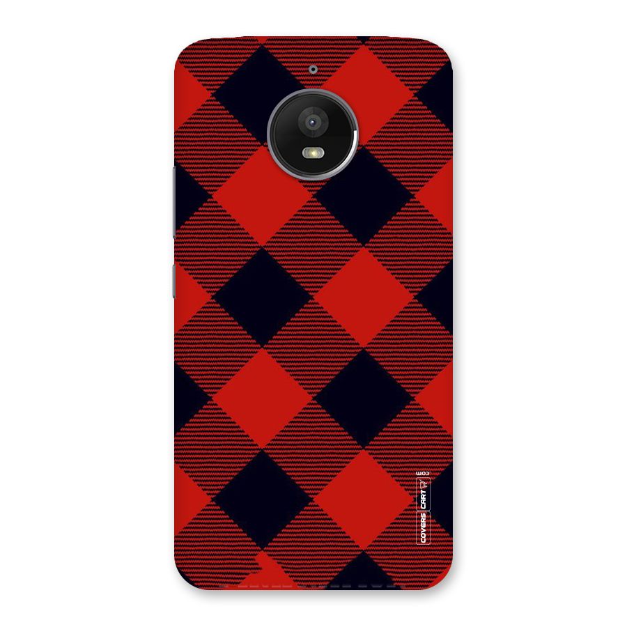 Red Diagonal Check Back Case for Moto E4 Plus