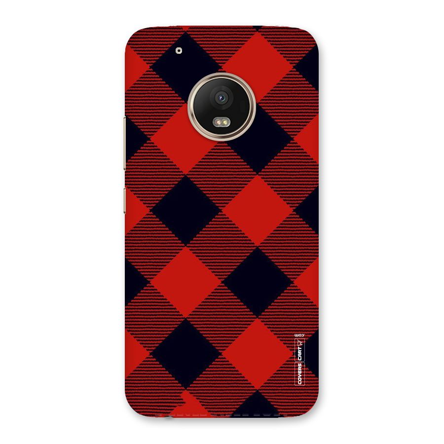 Red Diagonal Check Back Case for Moto G5 Plus
