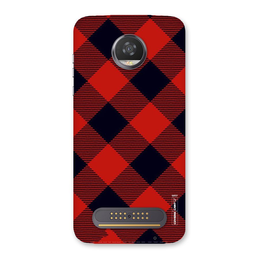 Red Diagonal Check Back Case for Moto Z2 Play