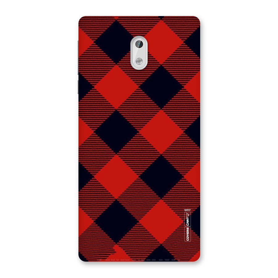 Red Diagonal Check Back Case for Nokia 3