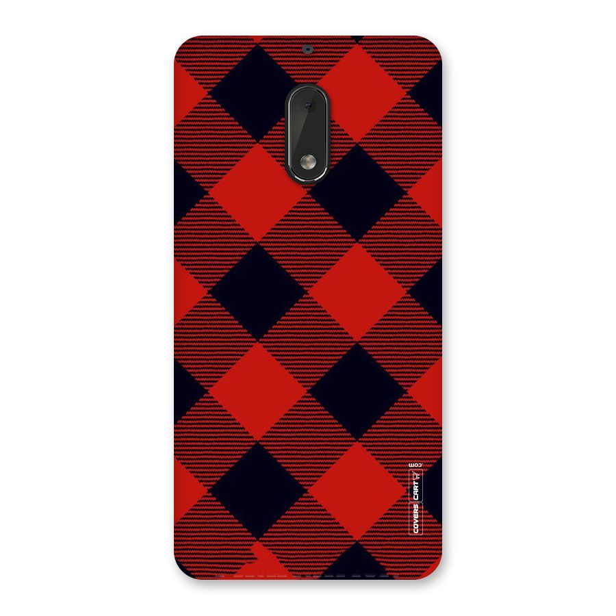 Red Diagonal Check Back Case for Nokia 6