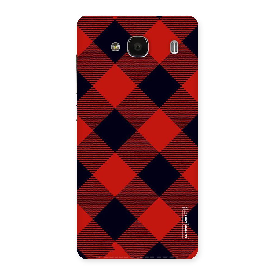 Red Diagonal Check Back Case for Redmi 2