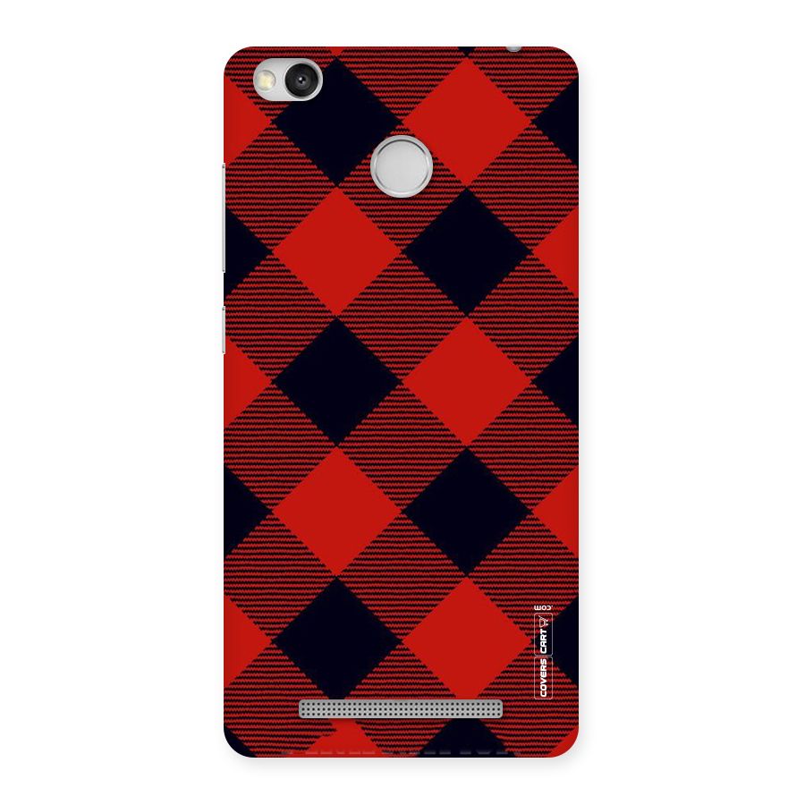 Red Diagonal Check Back Case for Redmi 3S Prime