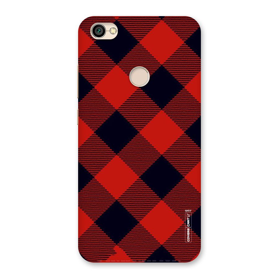 Red Diagonal Check Back Case for Redmi Y1 2017
