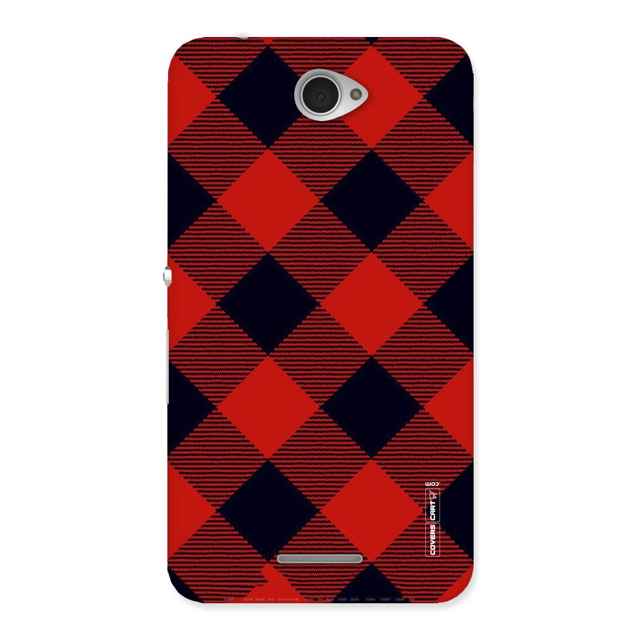 Red Diagonal Check Back Case for Sony Xperia E4