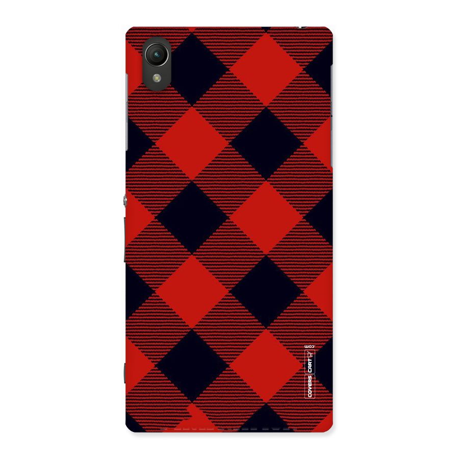 Red Diagonal Check Back Case for Sony Xperia Z1