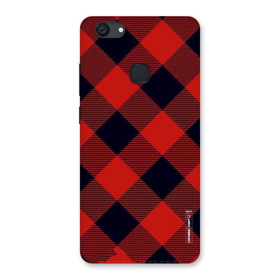 Red Diagonal Check Back Case for Vivo V7 Plus