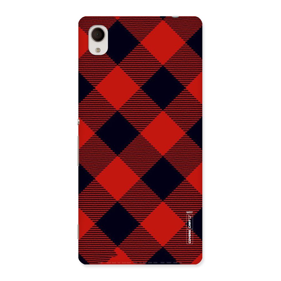 Red Diagonal Check Back Case for Xperia M4 Aqua