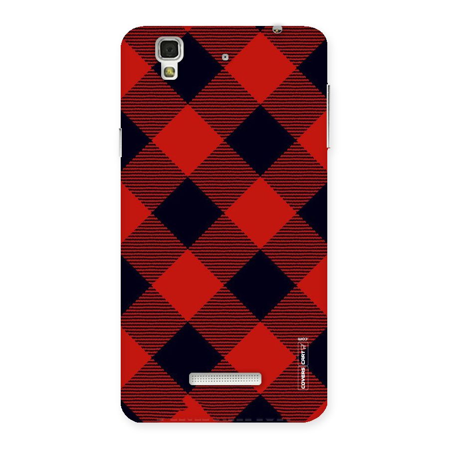 Red Diagonal Check Back Case for Yu Yureka