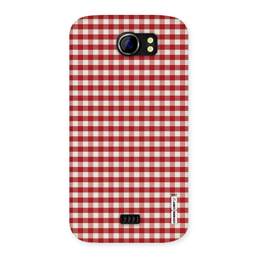 Red White Check Back Case for Micromax Canvas 2 A110