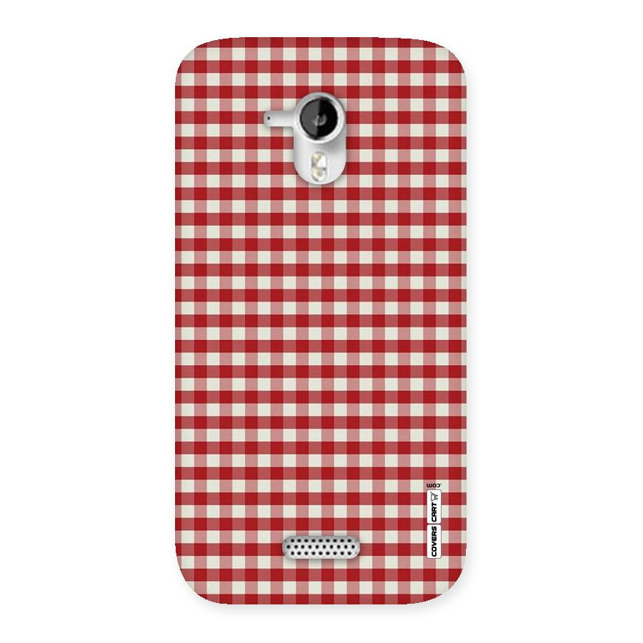 Red White Check Back Case for Micromax Canvas HD A116
