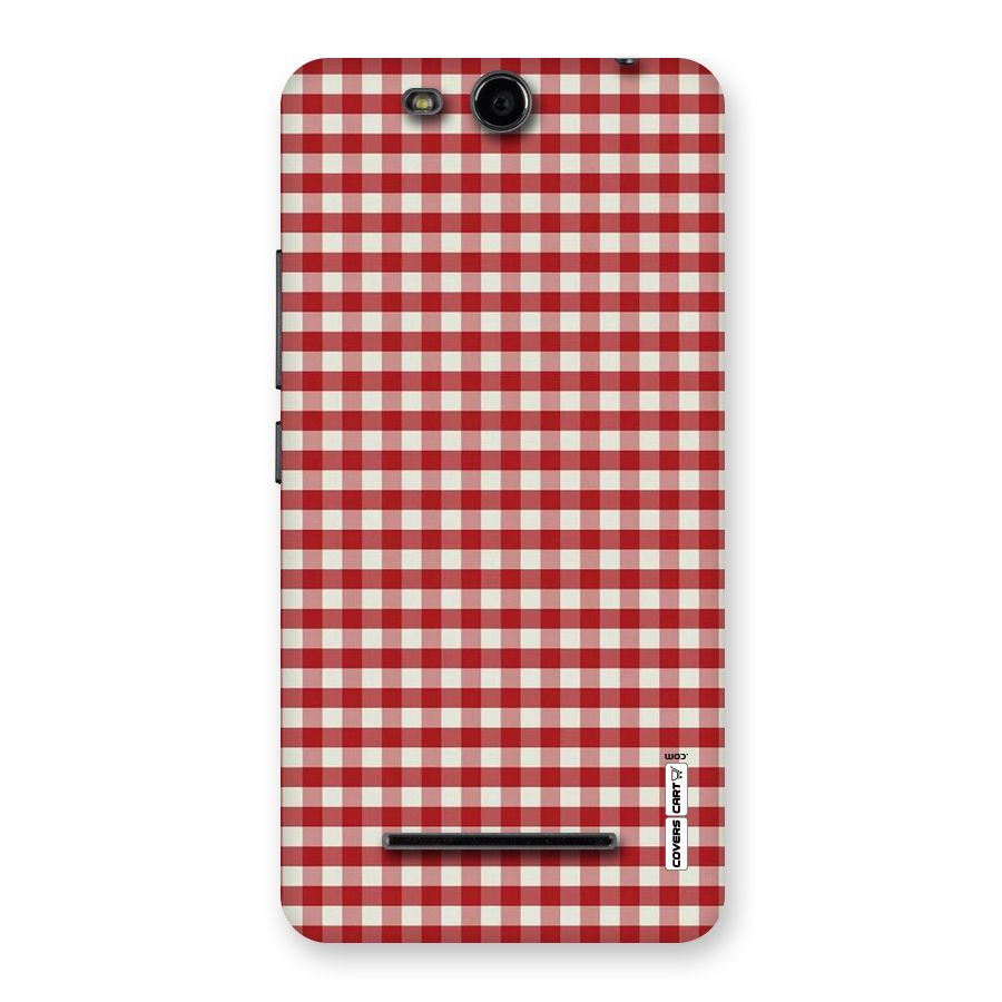 Red White Check Back Case for Micromax Canvas Juice 3 Q392