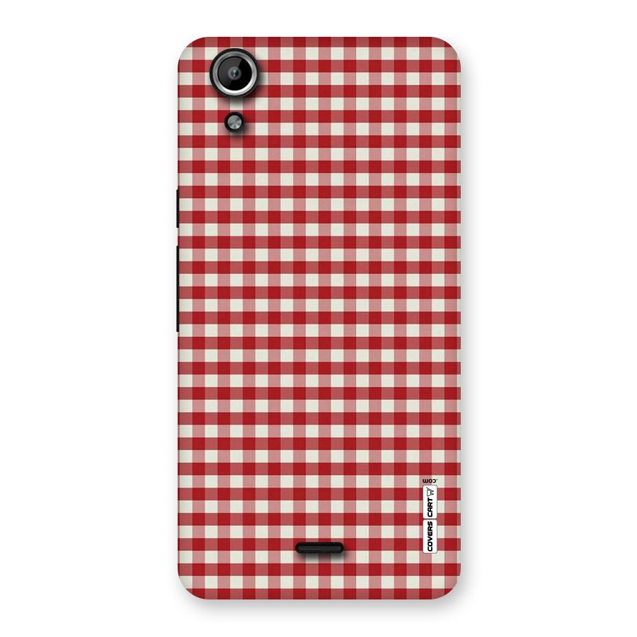 Red White Check Back Case for Micromax Canvas Selfie Lens Q345
