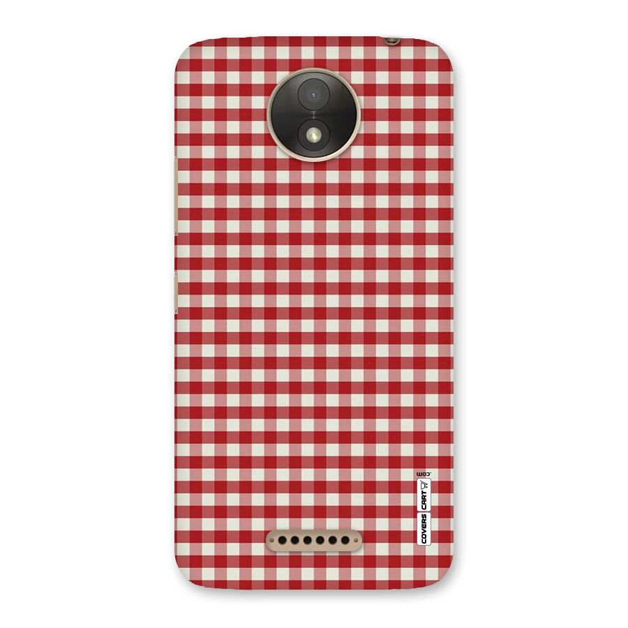 Red White Check Back Case for Moto C Plus
