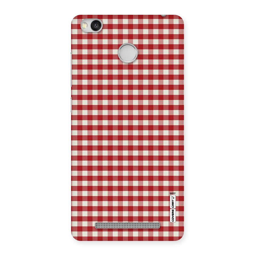 Red White Check Back Case for Redmi 3S Prime