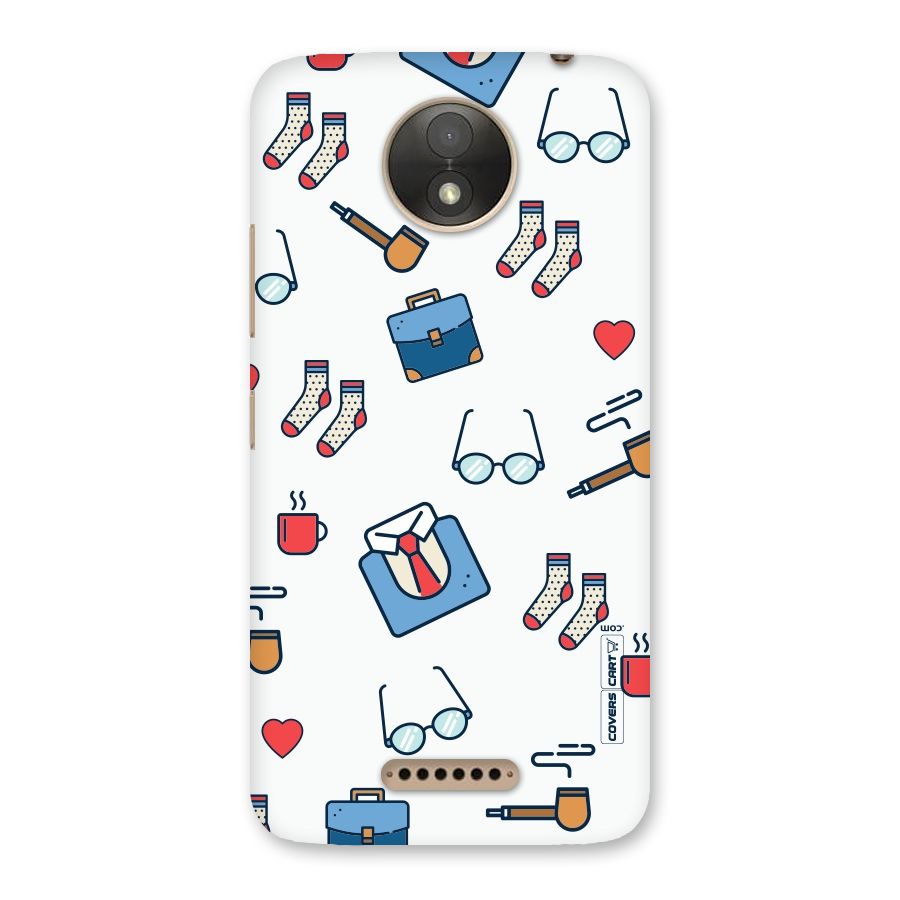 Shirt Spectacles Pattern Back Case for Moto C Plus