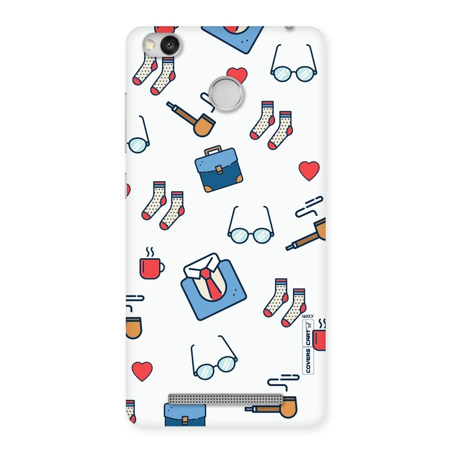 Shirt Spectacles Pattern Back Case for Redmi 3S Prime