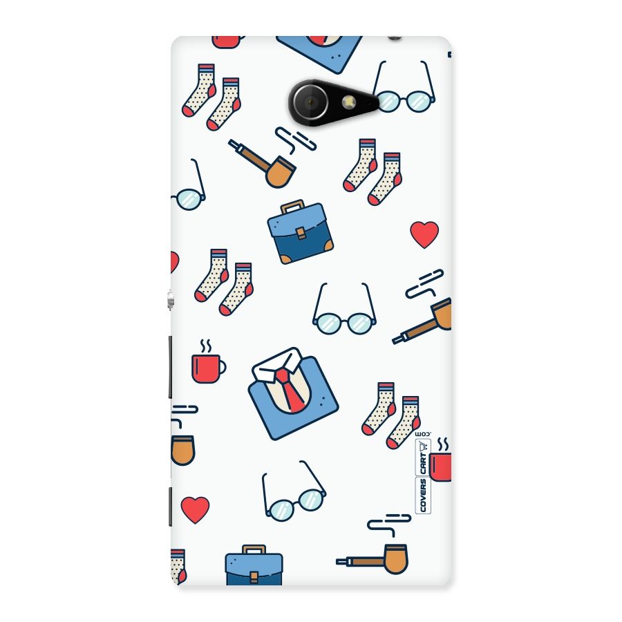 Shirt Spectacles Pattern Back Case for Sony Xperia M2