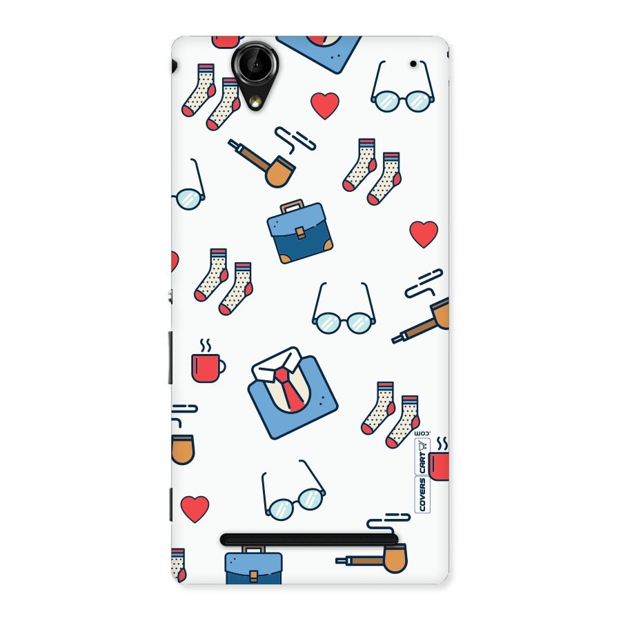 Shirt Spectacles Pattern Back Case for Sony Xperia T2