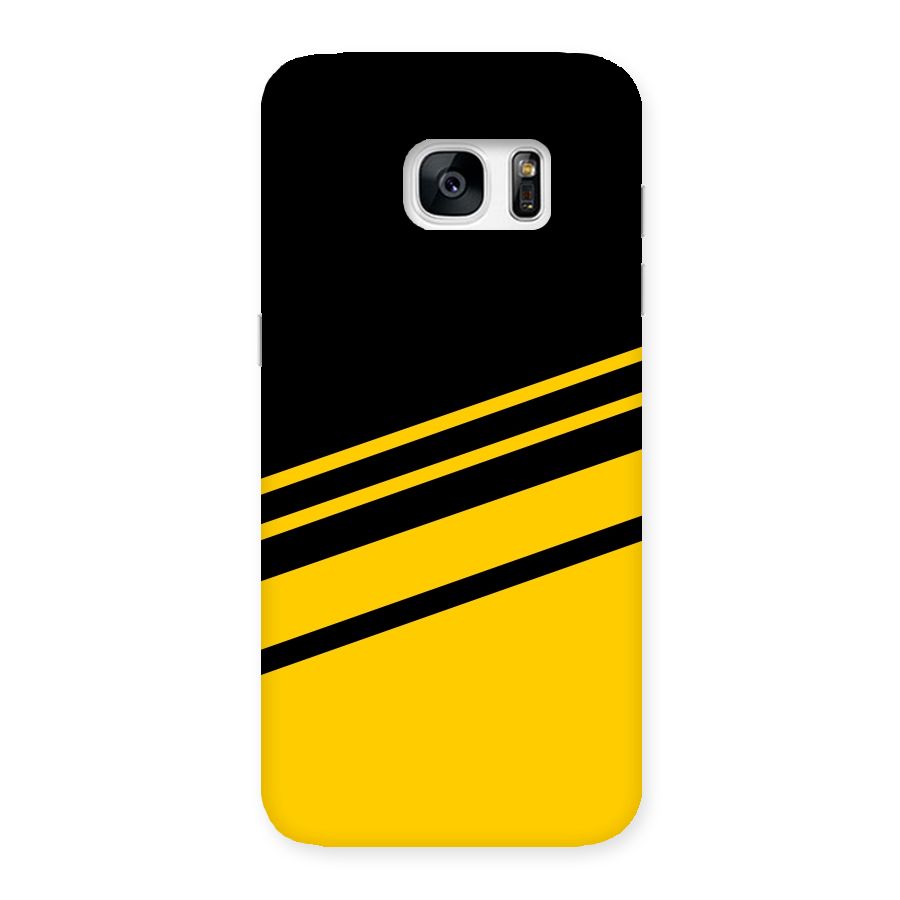 Slant Yellow Stripes Back Case for Galaxy S7 Edge