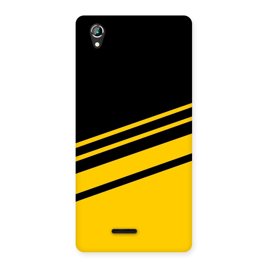 Slant Yellow Stripes Back Case for Lava Iris 800