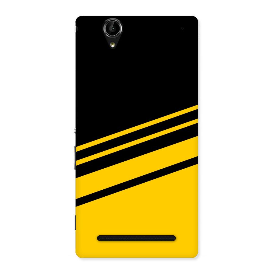 Slant Yellow Stripes Back Case for Sony Xperia T2