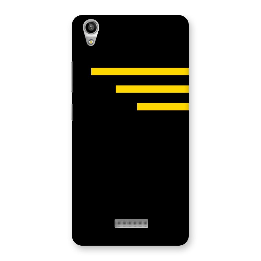 Sports Yellow Stripes Back Case for Lava-Pixel-V1