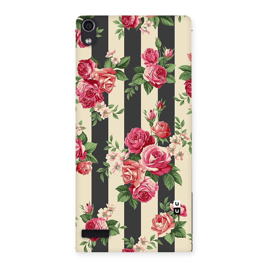 Stripes And Floral Back Case for Ascend P6