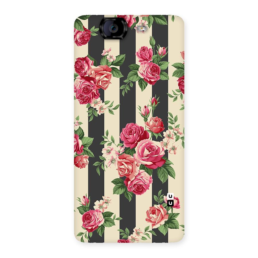 Stripes And Floral Back Case for Canvas Knight A350