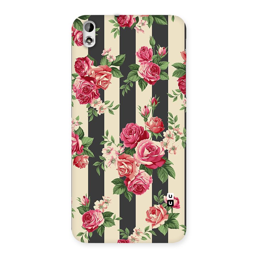 Stripes And Floral Back Case for HTC Desire 816g