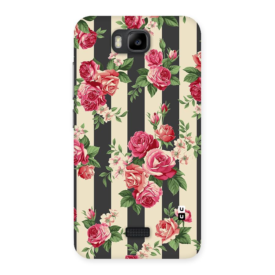 Stripes And Floral Back Case for Honor Bee