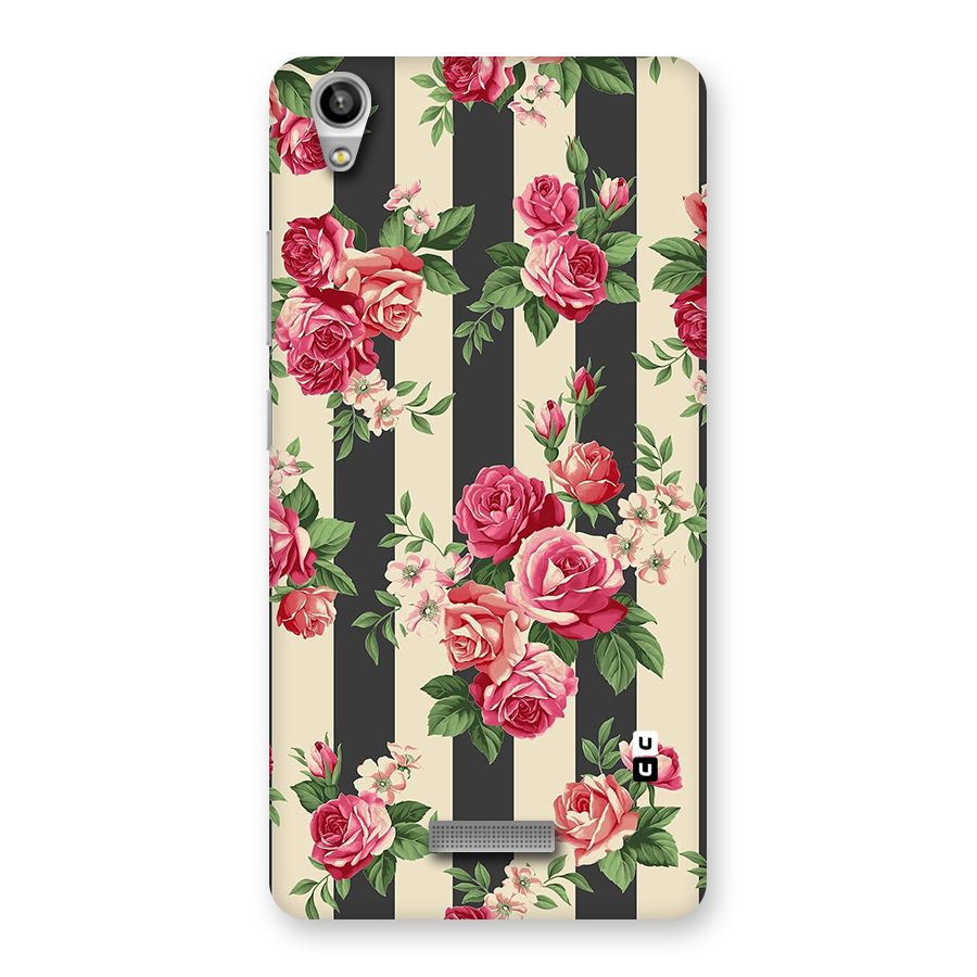 Stripes And Floral Back Case for Lava-Pixel-V1