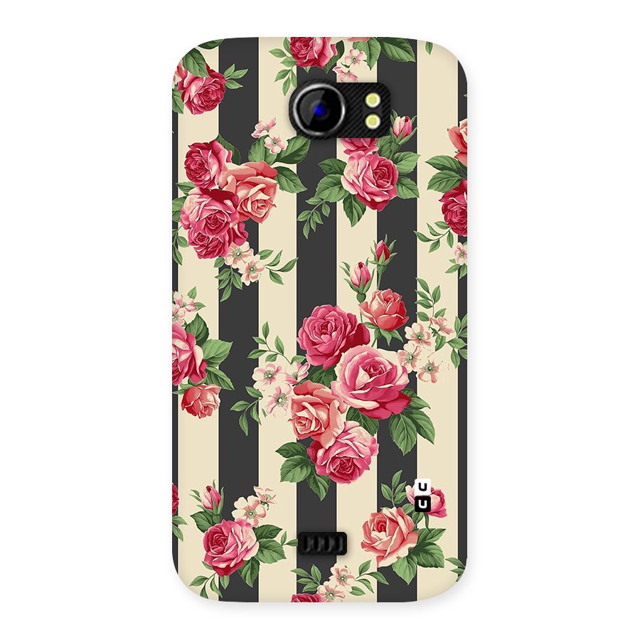 Stripes And Floral Back Case for Micromax Canvas 2 A110