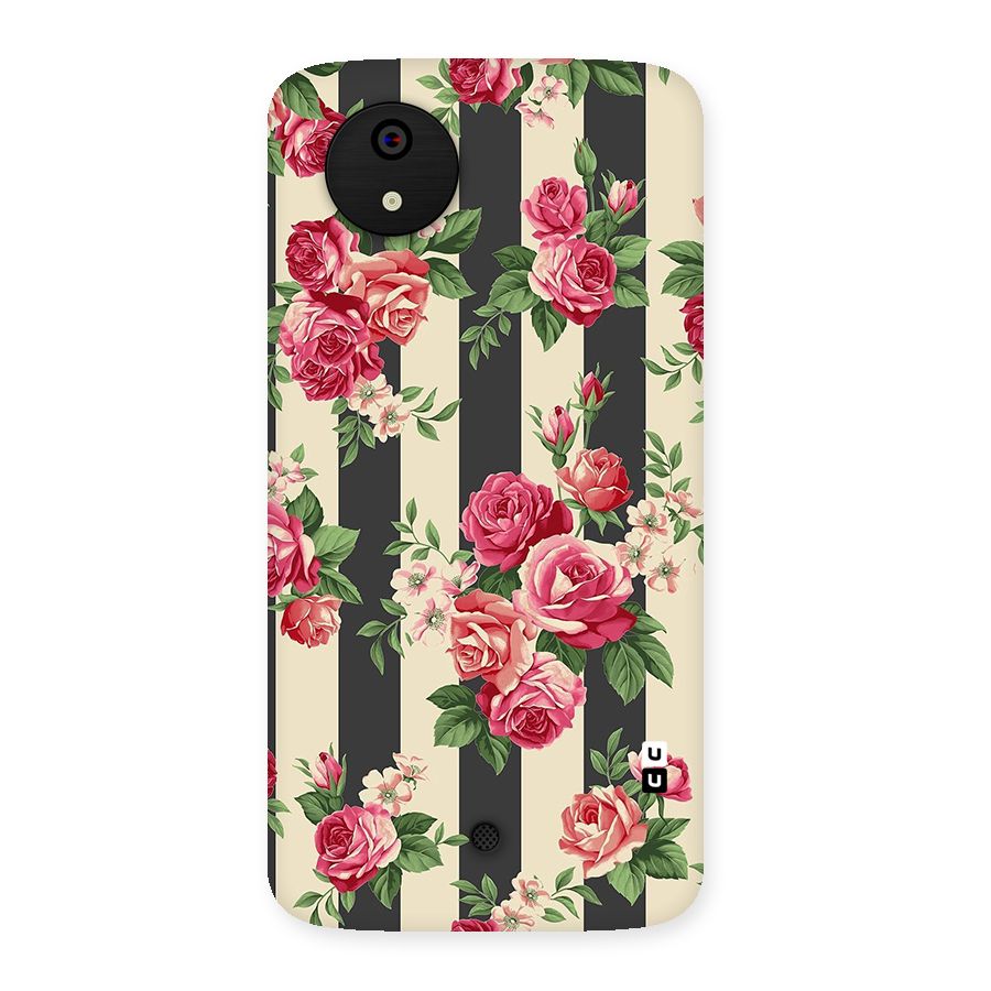 Stripes And Floral Back Case for Micromax Canvas A1