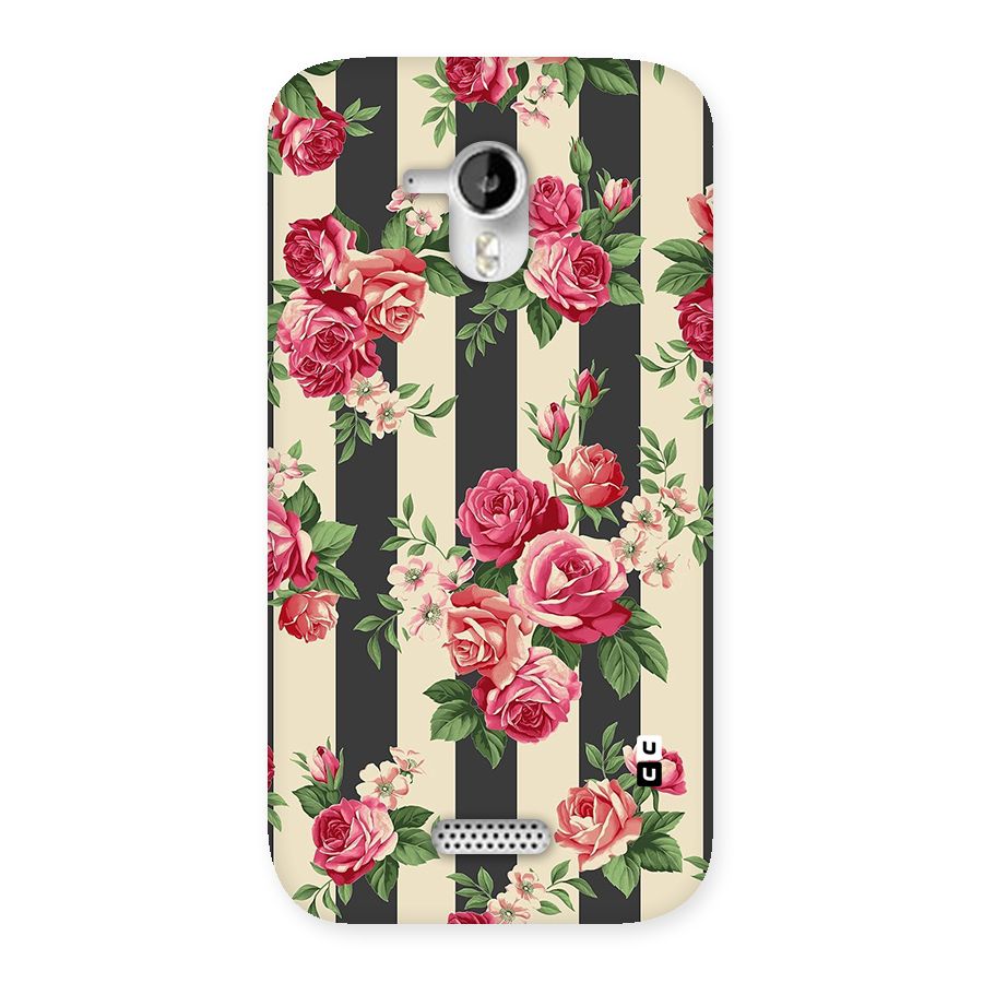 Stripes And Floral Back Case for Micromax Canvas HD A116