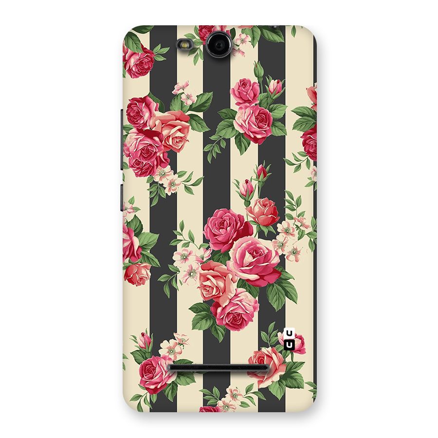 Stripes And Floral Back Case for Micromax Canvas Juice 3 Q392