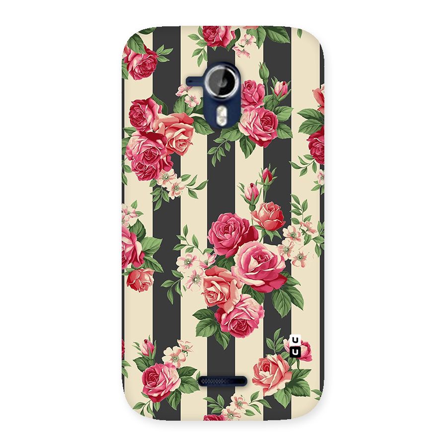 Stripes And Floral Back Case for Micromax Canvas Magnus A117