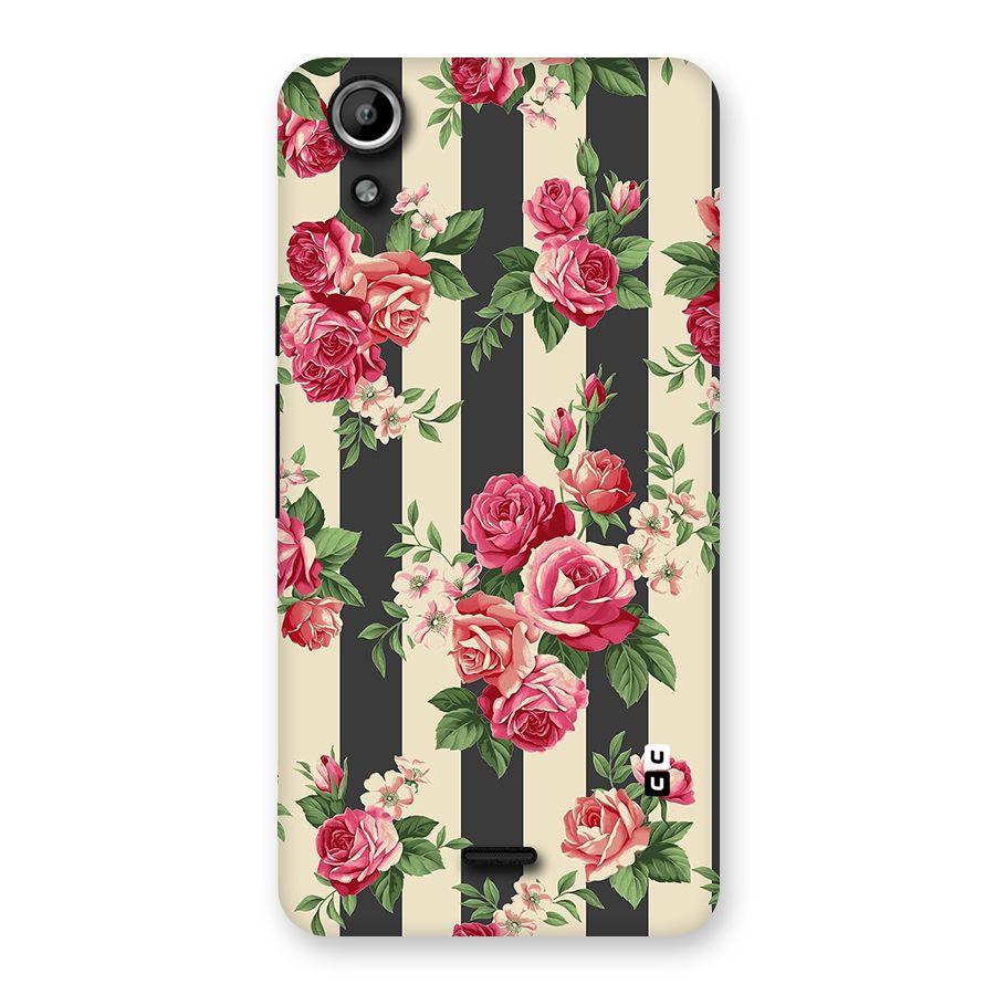 Stripes And Floral Back Case for Micromax Canvas Selfie Lens Q345