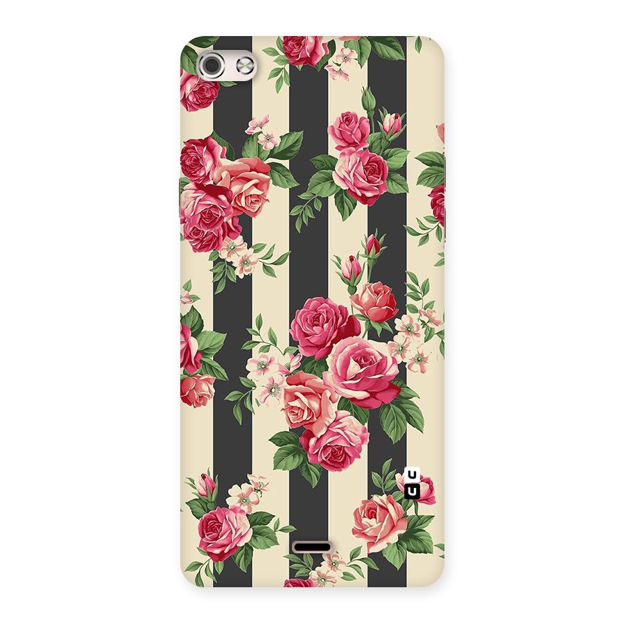 Stripes And Floral Back Case for Micromax Canvas Silver 5