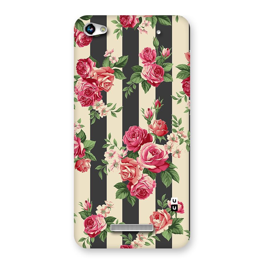 Stripes And Floral Back Case for Micromax Hue 2