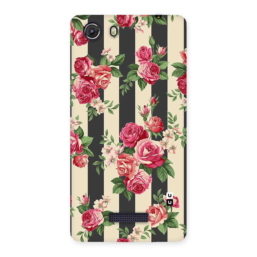 Stripes And Floral Back Case for Micromax Unite 3